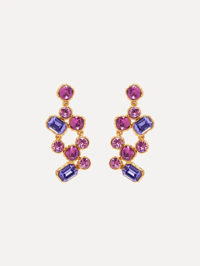 Women Earrings Oscar De La Renta Crystal Scramble Earrings Amethyst Multi