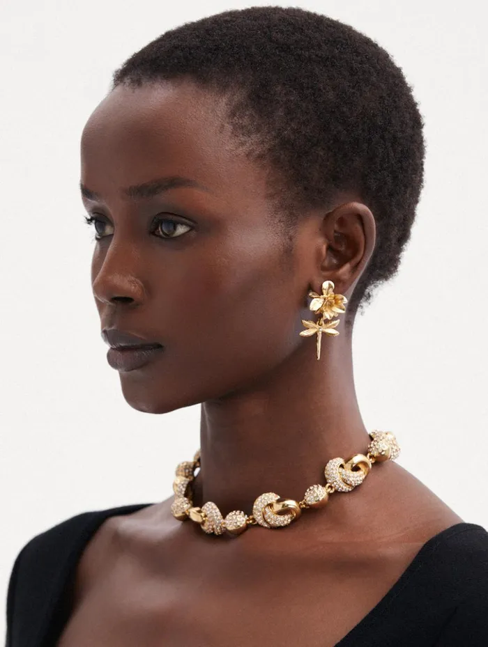Women Earrings Oscar De La Renta Dragonfly Flower ClipOn Earrings Gold Women Earrings Oscar De La Renta Dragonfly Flower ClipOn Earrings Gold