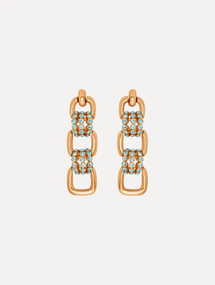 Women Earrings Oscar De La Renta Pav Link Drop Earrings Aquamarine