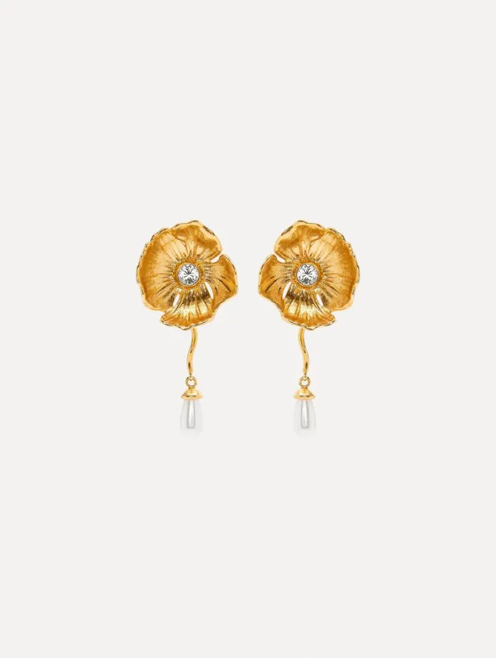 Women Earrings Oscar De La Renta Pearl Drop Flower Earrings Pearl