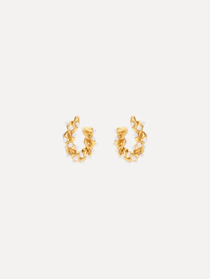 Women Earrings Oscar De La Renta Small Rope Pearl Hoop Earrings Pearl