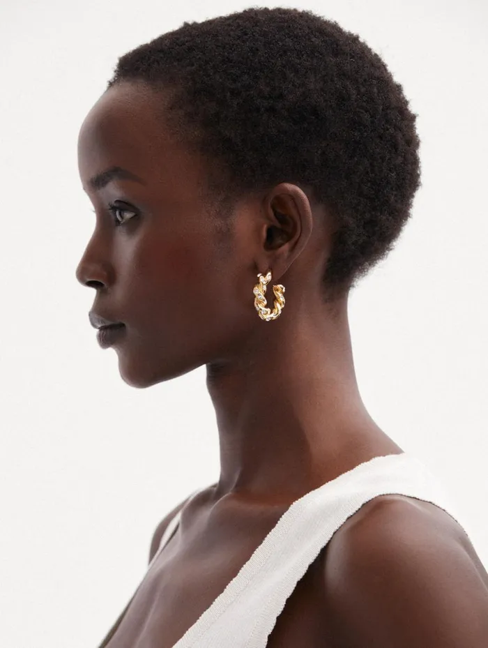 Women Earrings Oscar De La Renta Small Rope Pearl Hoop Earrings Pearl Women Earrings Oscar De La Renta Small Rope Pearl Hoop Earrings Pearl