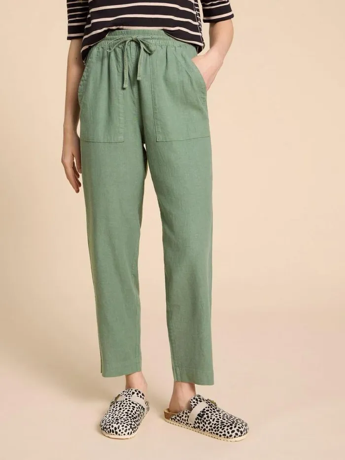 Women Elle Linen Blend Trouser Mid Green White Stuff Trousers