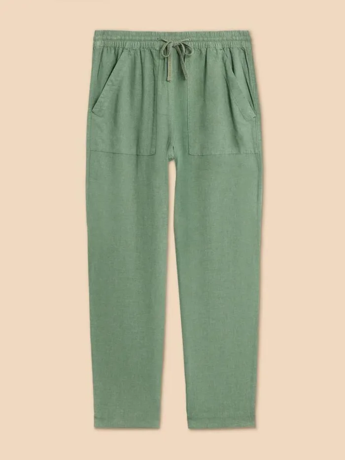 Women Elle Linen Blend Trouser Mid Green White Stuff Trousers