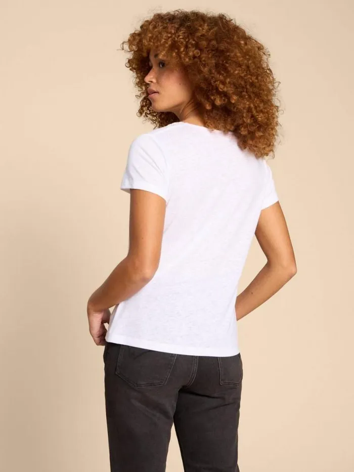 Women Ellie Linen Blend Lace Tee Brilliant White White Stuff Tops and Tees Women Ellie Linen Blend Lace Tee Brilliant White White Stuff Tops and Tees