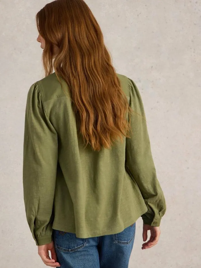 Women ELOISE MIX SHIRT Khaki Green White Stuff Shirts and Blouses Women ELOISE MIX SHIRT Khaki Green White Stuff Shirts and Blouses
