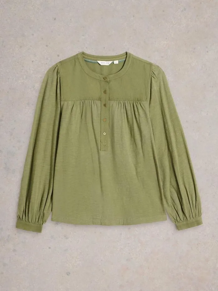 Women ELOISE MIX SHIRT Khaki Green White Stuff Shirts and Blouses Women ELOISE MIX SHIRT Khaki Green White Stuff Shirts and Blouses