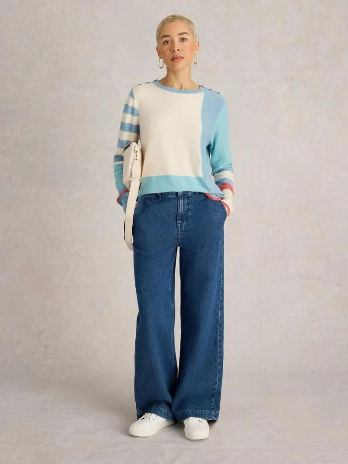 Women EMMA COLOURBLOCK JUMPER Blue Multi White Stuff Knitwear