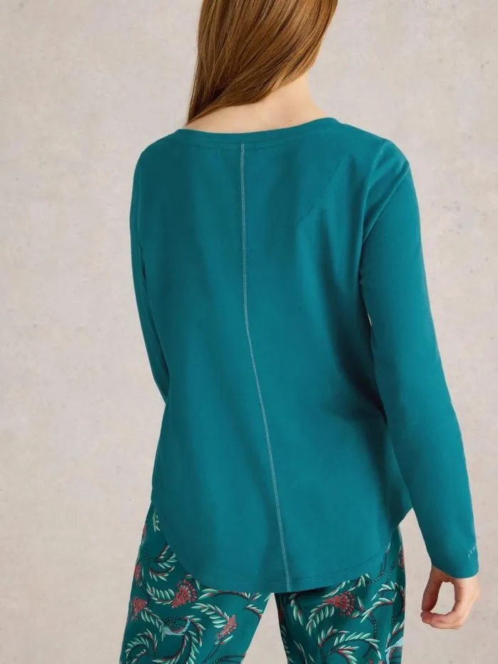 Women Eva Jersey PJ Top Mid Teal White Stuff Nightwear Women Eva Jersey PJ Top Mid Teal White Stuff Nightwear