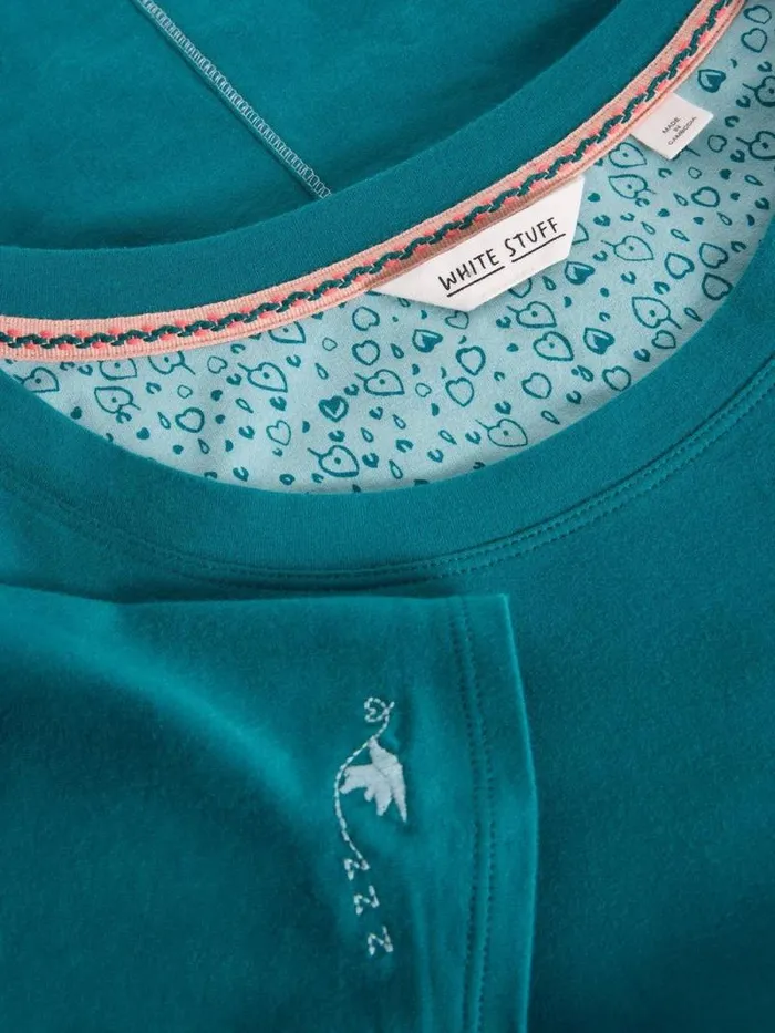 Women Eva Jersey PJ Top Mid Teal White Stuff Nightwear Women Eva Jersey PJ Top Mid Teal White Stuff Nightwear