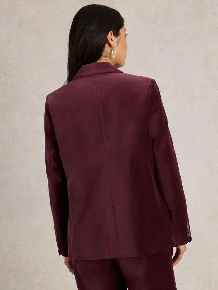 Women Evelyn Velvet Blazer Dk Plum White Stuff Coats and Jackets Women Evelyn Velvet Blazer Dk Plum White Stuff Coats and Jackets