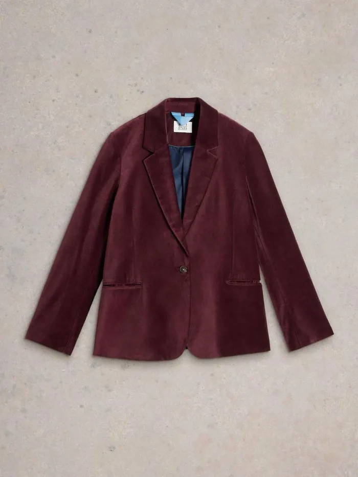 Women Evelyn Velvet Blazer Dk Plum White Stuff Coats and Jackets Women Evelyn Velvet Blazer Dk Plum White Stuff Coats and Jackets