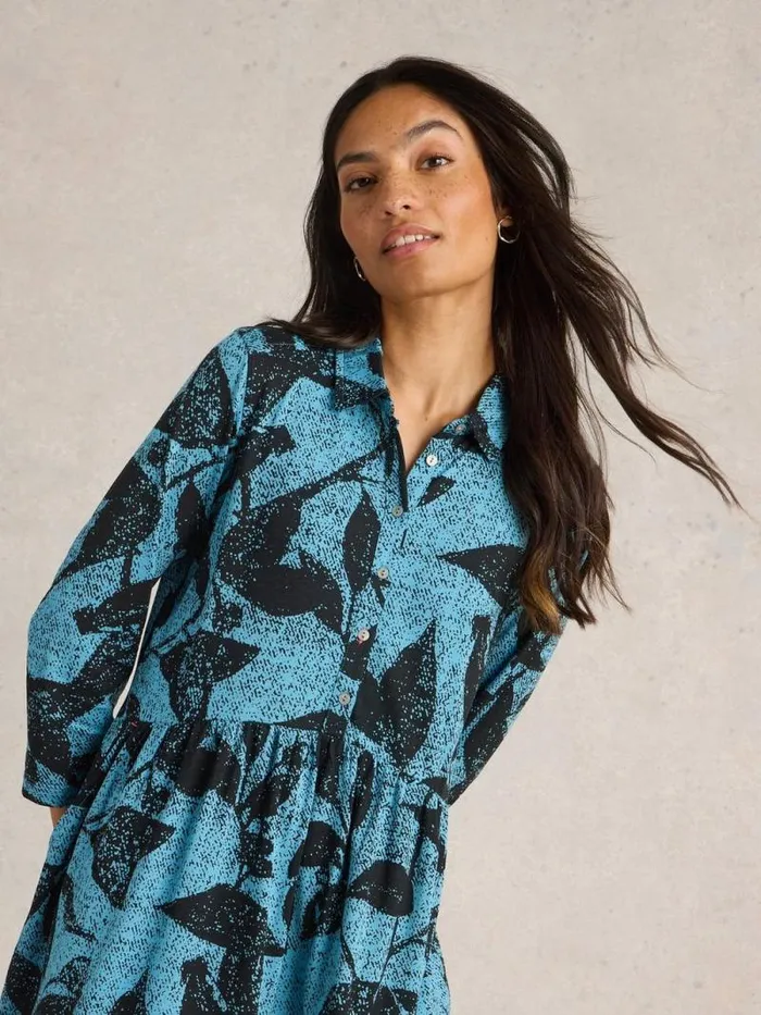 Women Everly Jersey Shirt Dress Blue Print White Stuff Dresses
