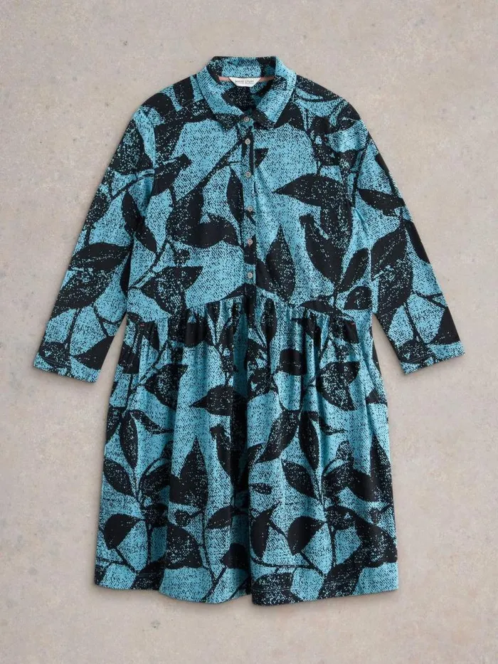 Women Everly Jersey Shirt Dress Blue Print White Stuff Dresses