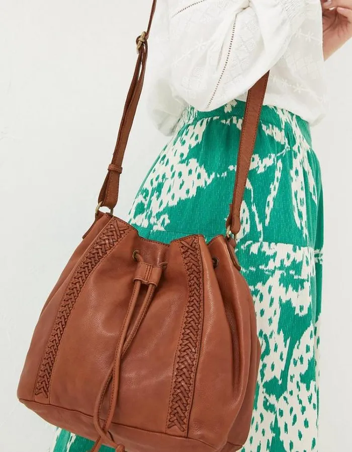 Women FatFace Bags and Wallets Awna Leather Bucket Bag Tan