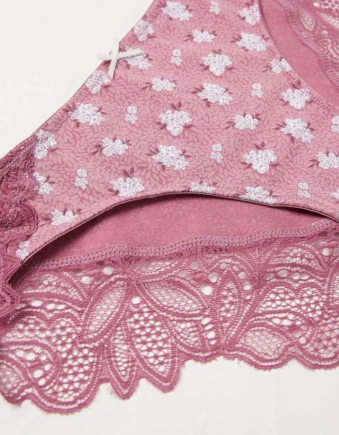 Women FatFace Buy 2 Get 1 Free Underwear Anais Floral Cheeky Knickers Purple