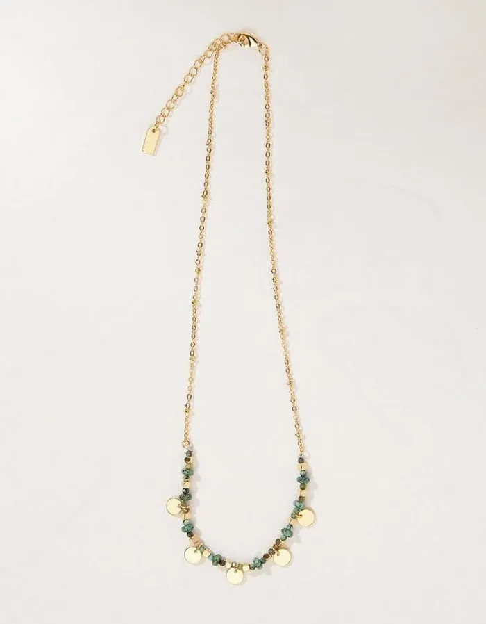 Women FatFace Copper and Black FatFace All Dressed Up Stone And Disc Necklace Gold
