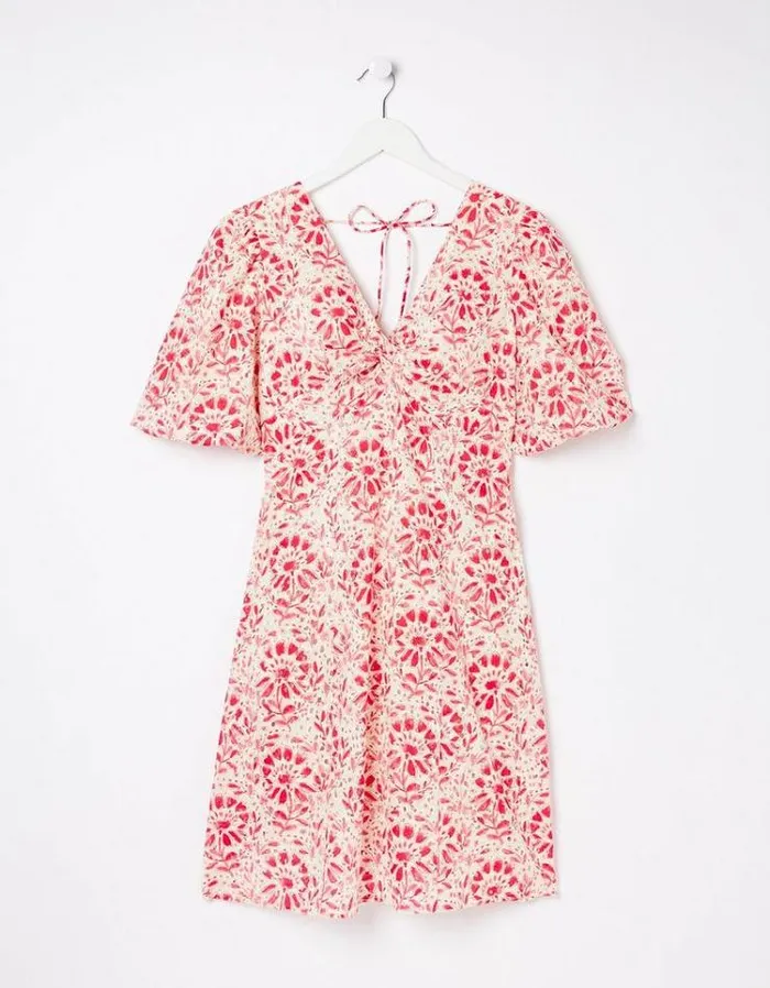 Women FatFace Copper and Black FatFace All Dressed Up Tulip Floral Tile Dress Ivory