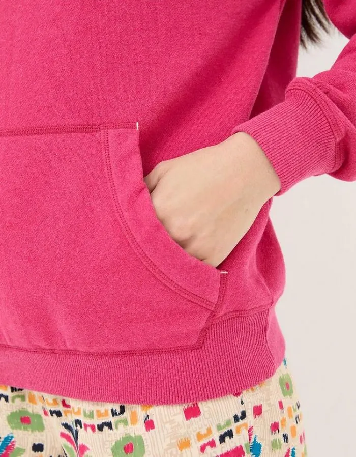 Women FatFace Festival Collection Izzy Overhead Hoodie Fuchsia Pink