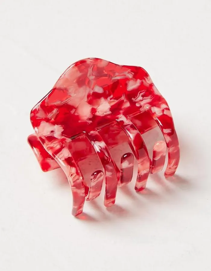 Women FatFace Hair Accessories Square Claw Clip Cherry Red