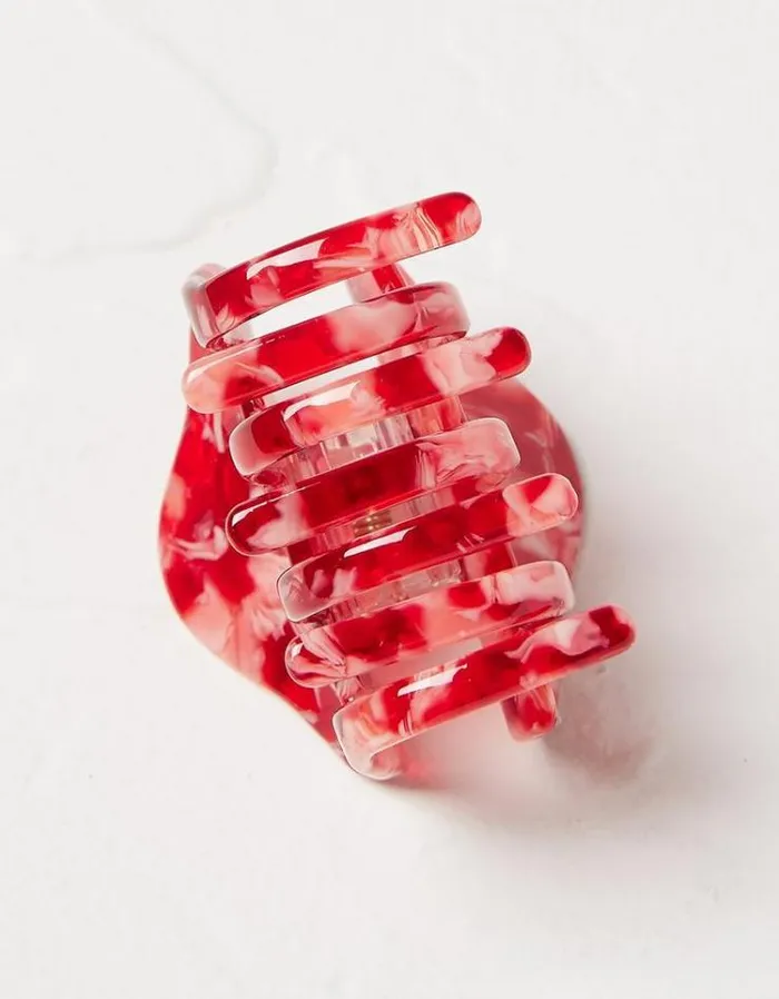 Women FatFace Hair Accessories Square Claw Clip Cherry Red