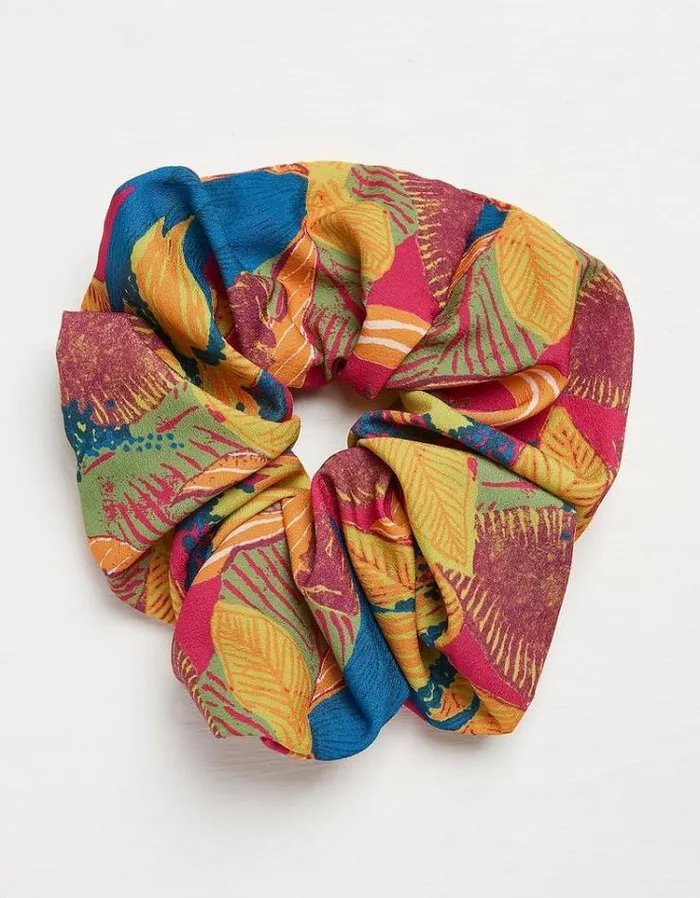 Women FatFace Hair Accessories Tropical Leaf Scrunchie Multi