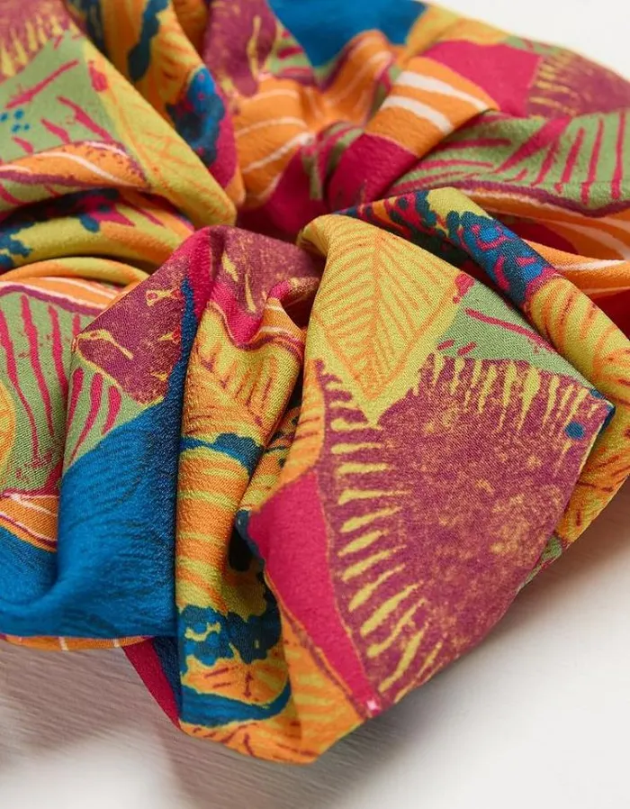 Women FatFace Hair Accessories Tropical Leaf Scrunchie Multi