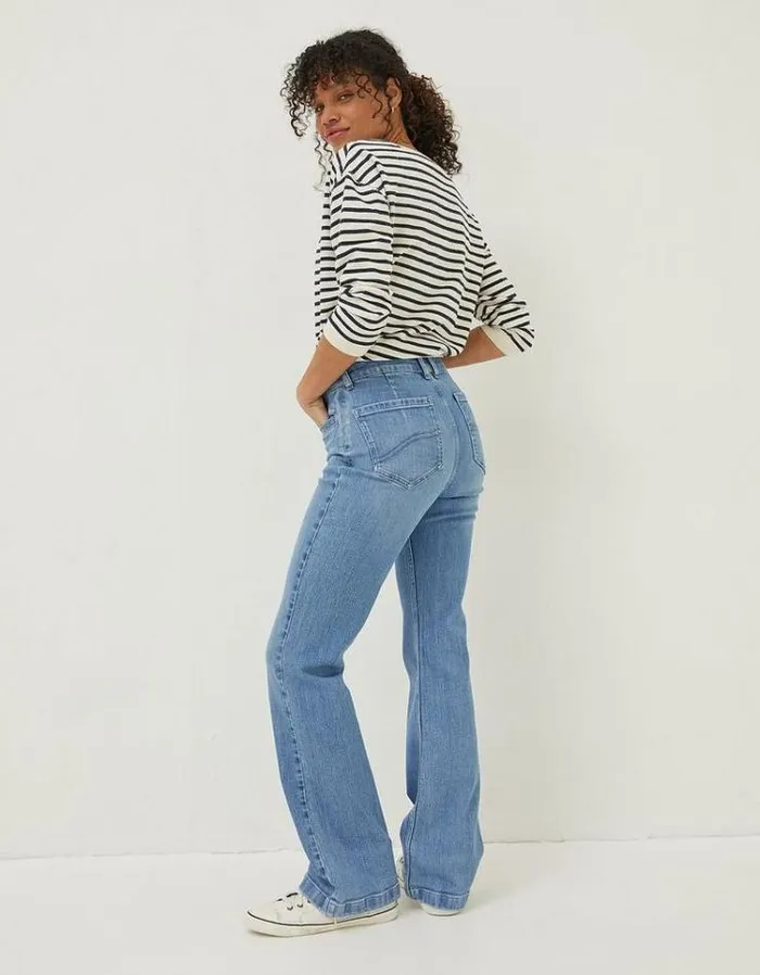 Women FatFace Jeans and Dungarees Fly Flare Comfort Stretch Jeans Light Blue
