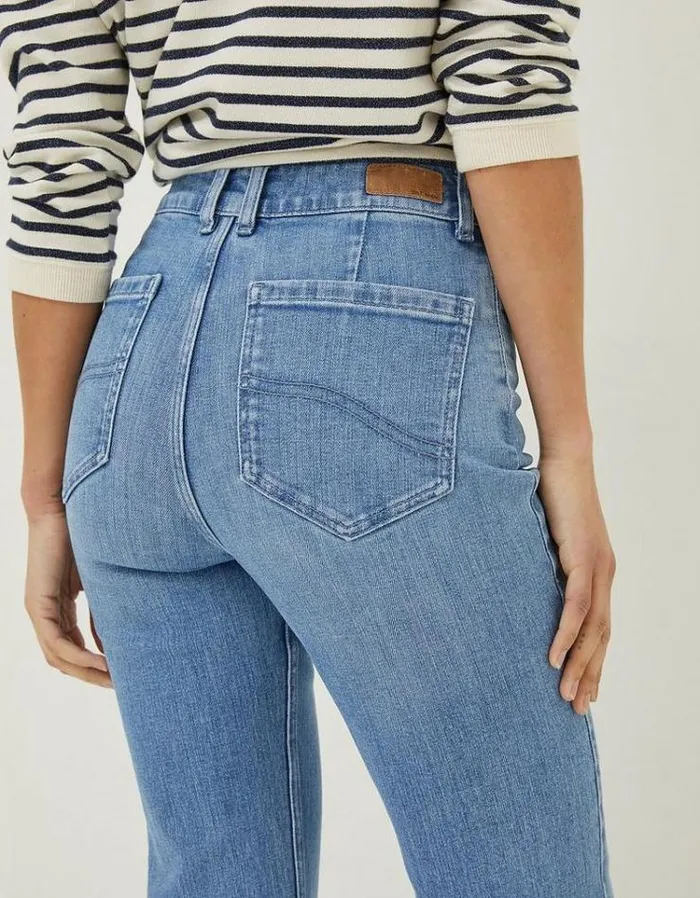 Women FatFace Jeans and Dungarees Fly Flare Comfort Stretch Jeans Light Blue