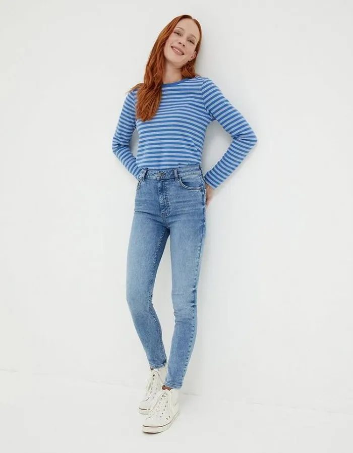 Women FatFace Jeans and Dungarees Harlow Highwaist Skinny Jeans Light Vintage Blue