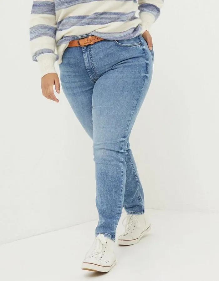 Women FatFace Jeans and Dungarees Harlow Highwaist Skinny Jeans Light Vintage Blue
