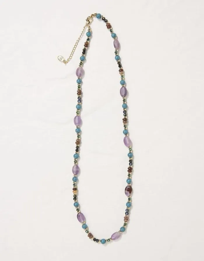 Women FatFace Jewelry Bead Necklace Purple