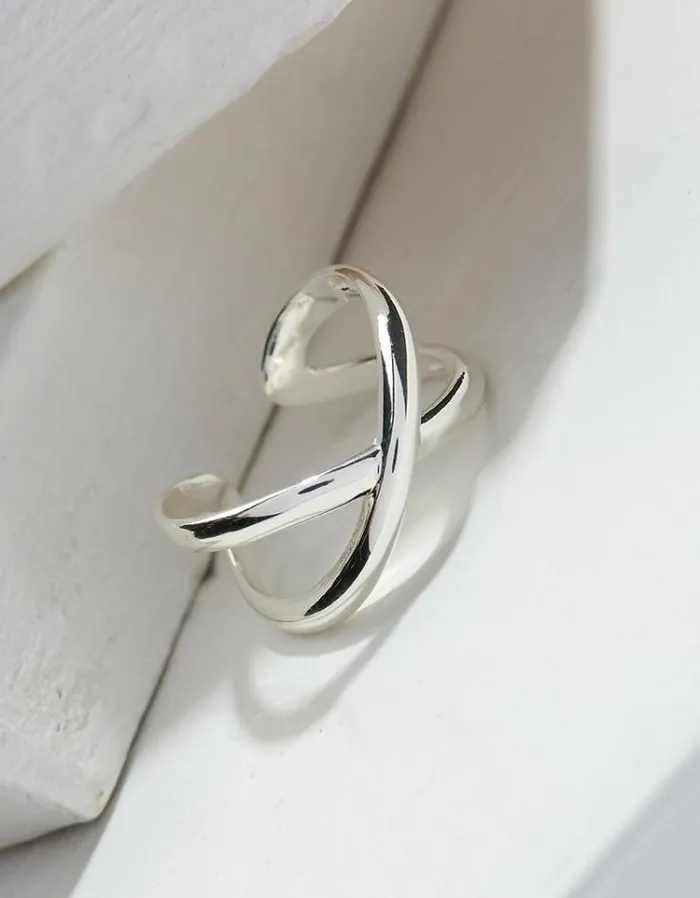 Women FatFace Jewelry Cross Ring Silver