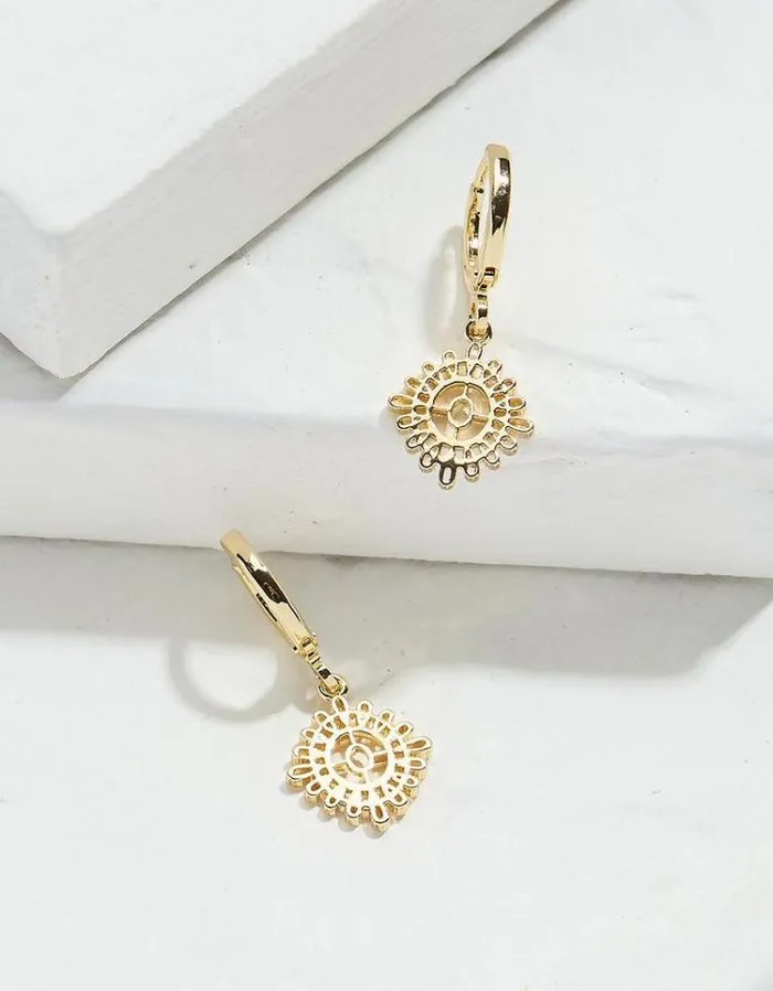 Women FatFace Jewelry Filagree Drop Earring Gold