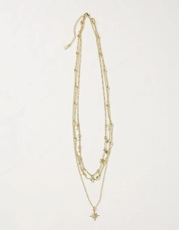 Women FatFace Jewelry Multi Star Necklace Gold
