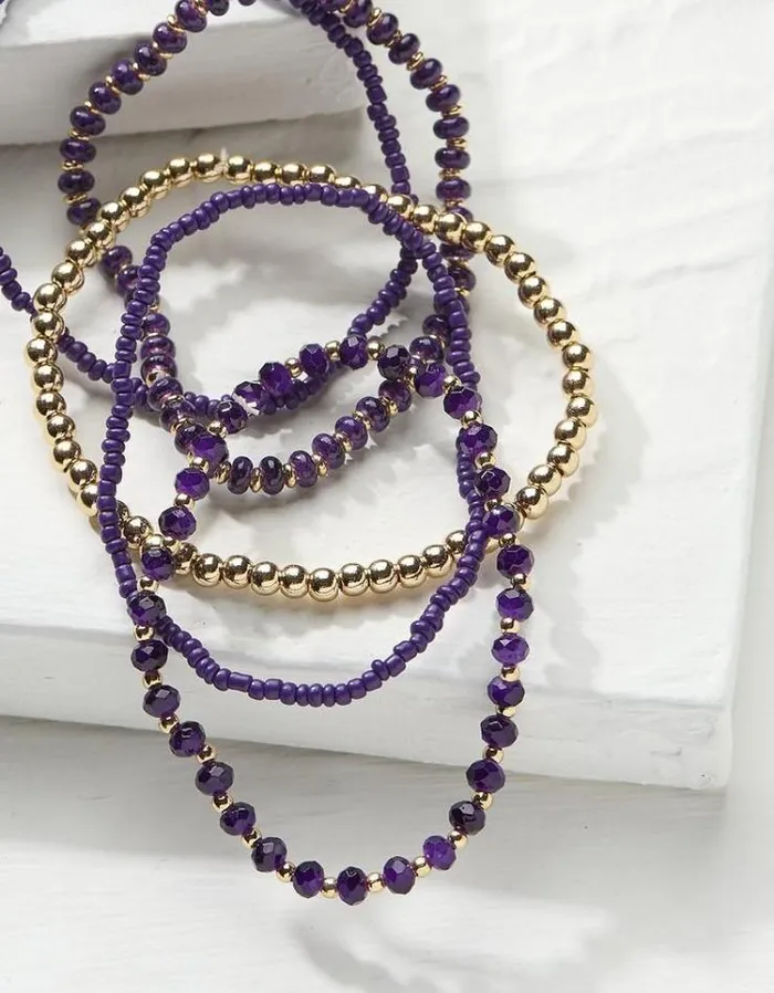 Women FatFace Jewelry Multi Stretch Bracelet Purple