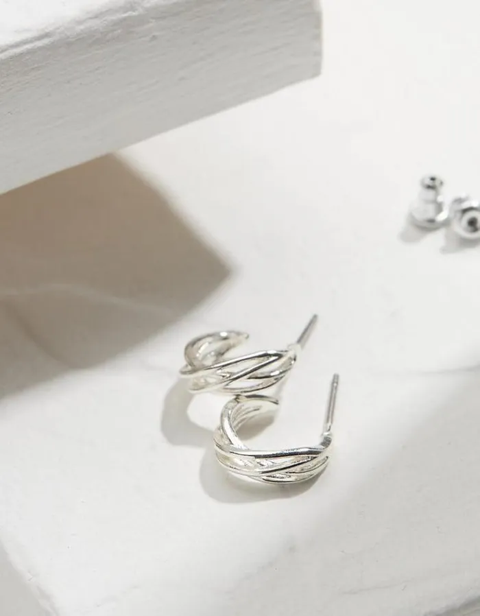 Women FatFace Jewelry Mutli Strand Hoop Silver