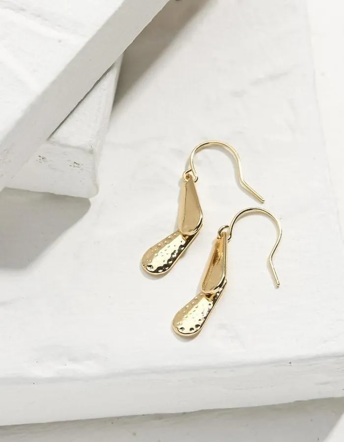 Women FatFace Jewelry Texture Drop Earring Gold