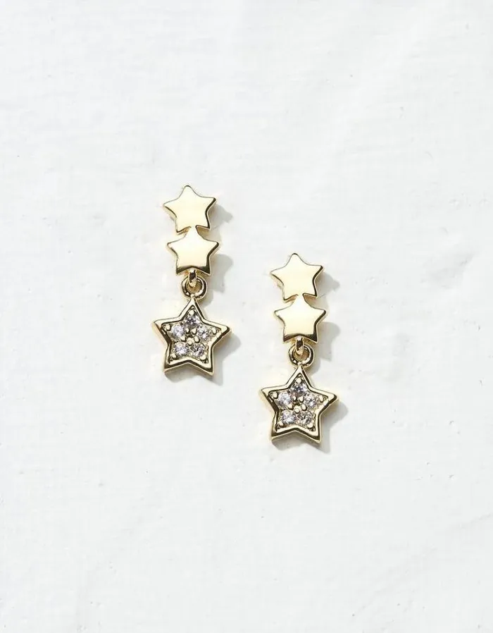 Women FatFace Jewelry Trio Star Earrings Gold