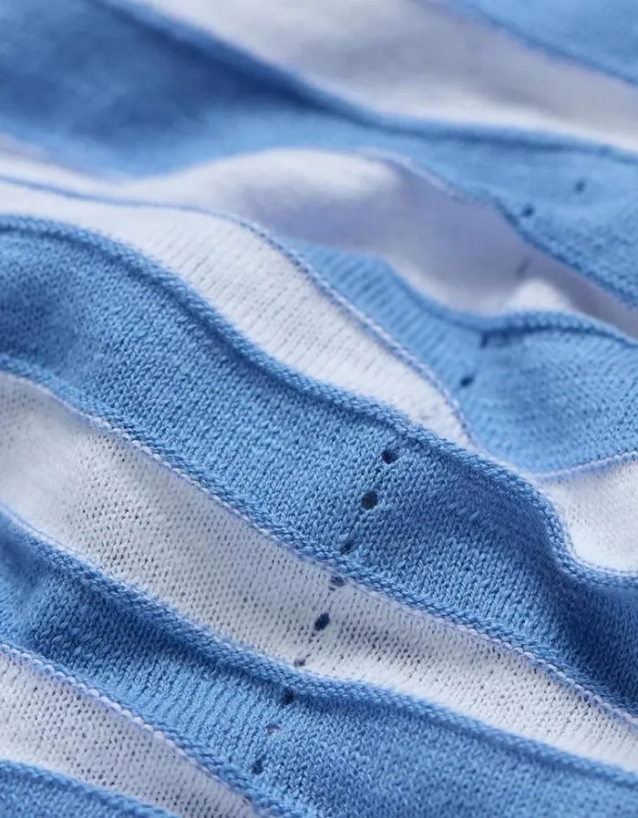 Women FatFace Linen Edit Isabelle Cotton Linen Stripe Chambray Blue