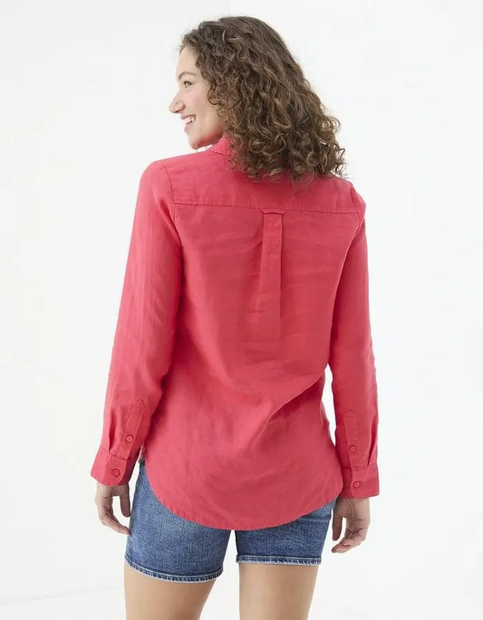 Women FatFace Linen Edit Olivia Linen Shirt Tomato Red