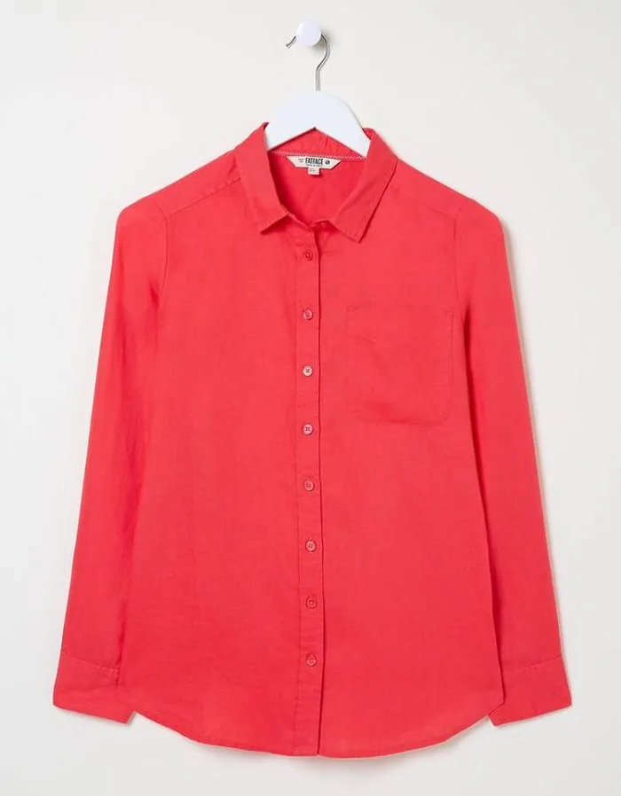 Women FatFace Linen Edit Olivia Linen Shirt Tomato Red