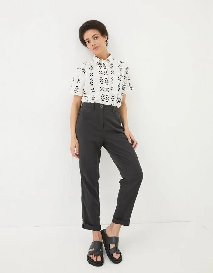 Women FatFace Pants and Leggings Austell Linen Blend Joggers Black