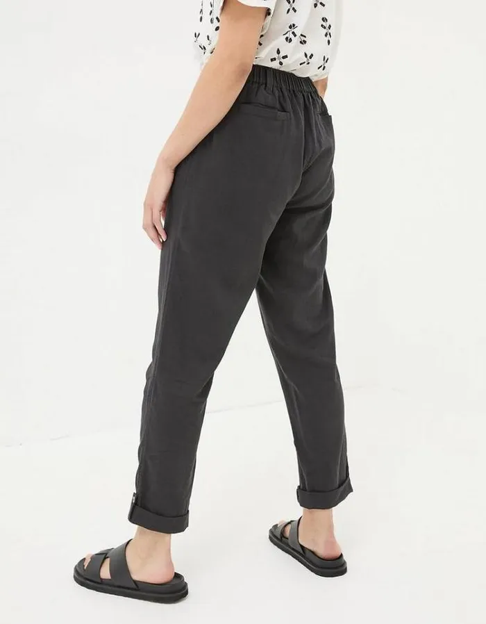 Women FatFace Pants and Leggings Austell Linen Blend Joggers Black
