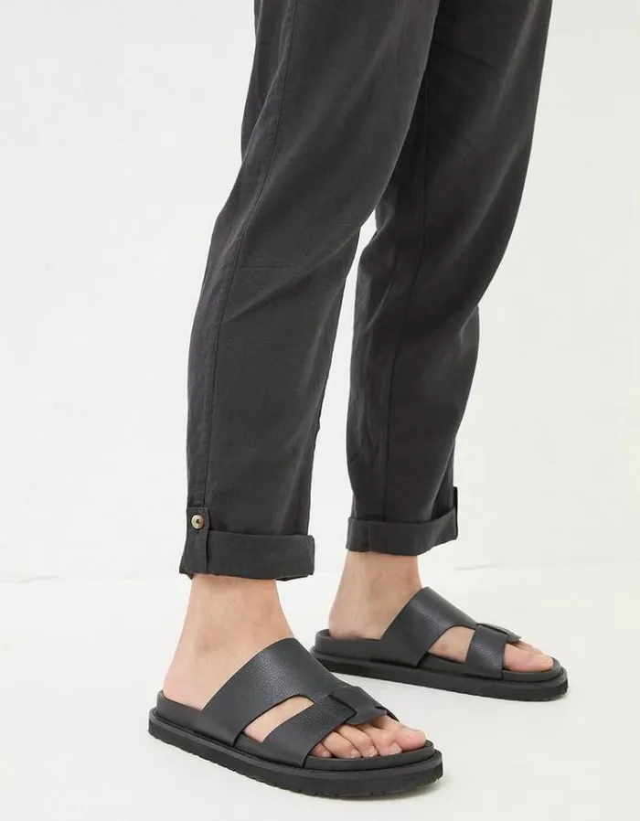 Women FatFace Pants and Leggings Austell Linen Blend Joggers Black