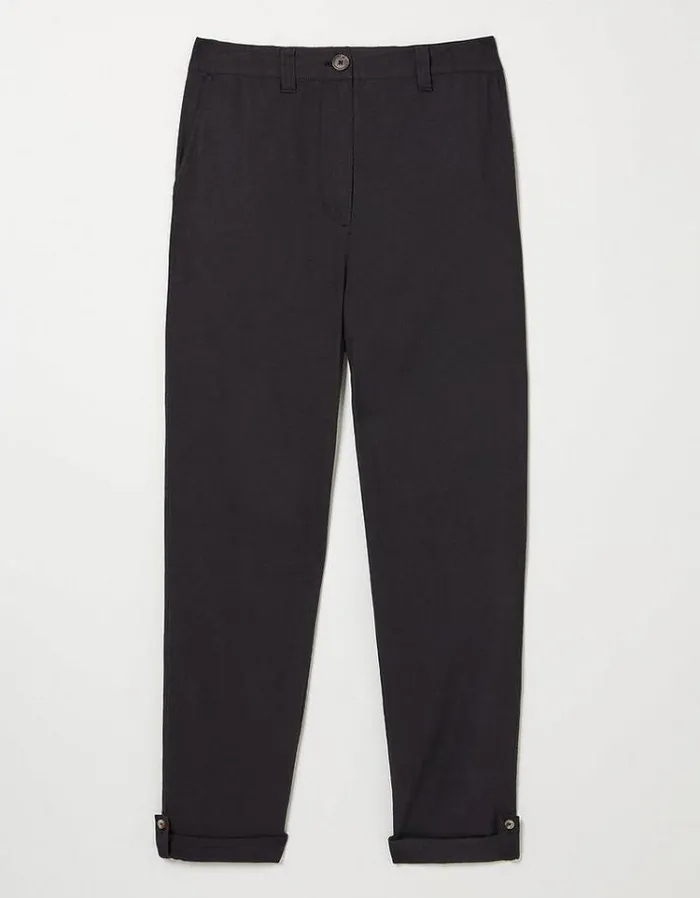 Women FatFace Pants and Leggings Austell Linen Blend Joggers Black