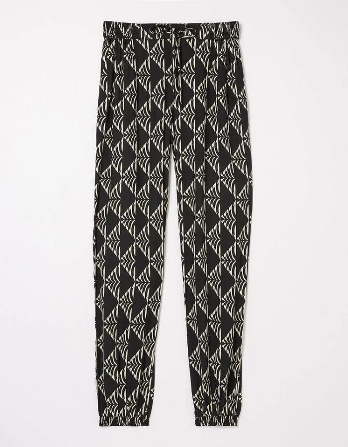 Women FatFace Pants and Leggings Lyme Mono Geo Pants Black