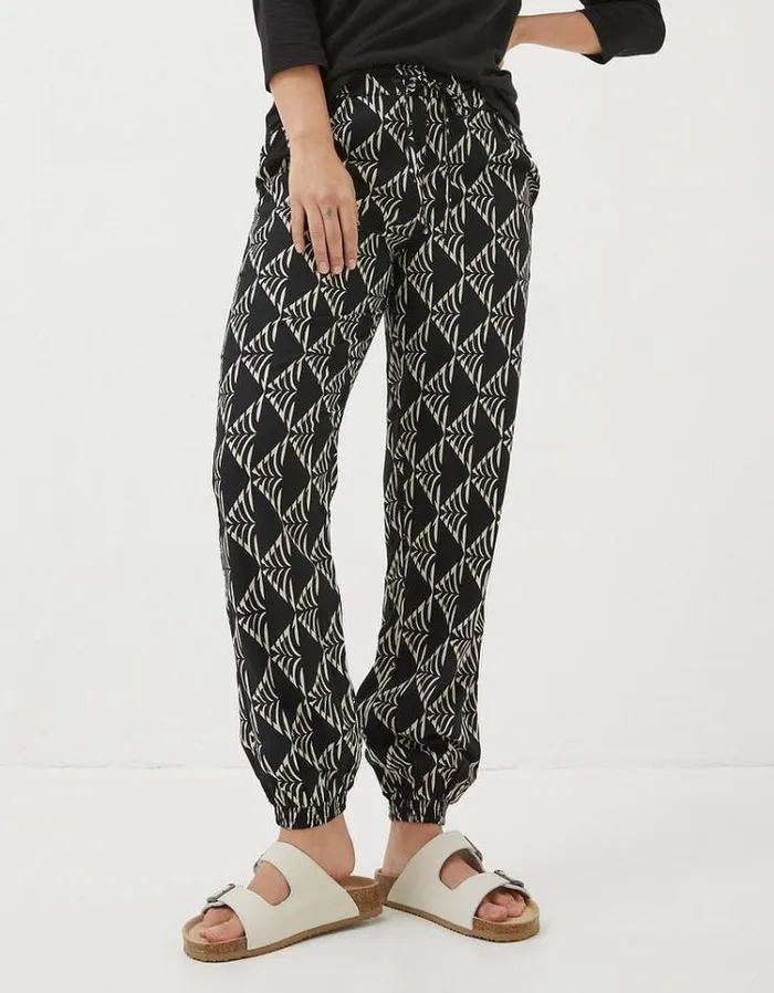 Women FatFace Pants and Leggings Lyme Mono Geo Pants Black