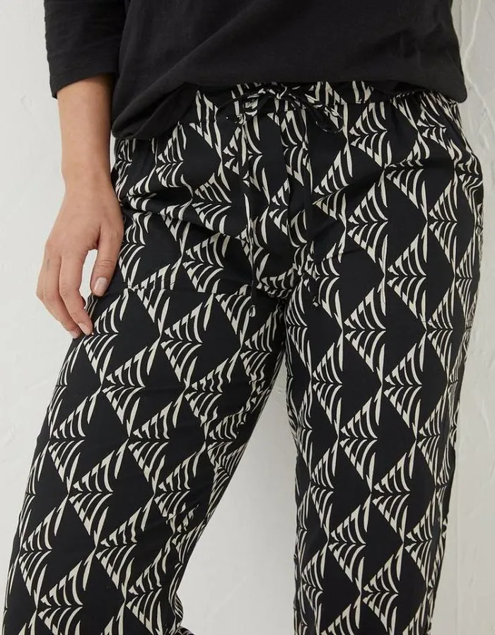 Women FatFace Pants and Leggings Lyme Mono Geo Pants Black