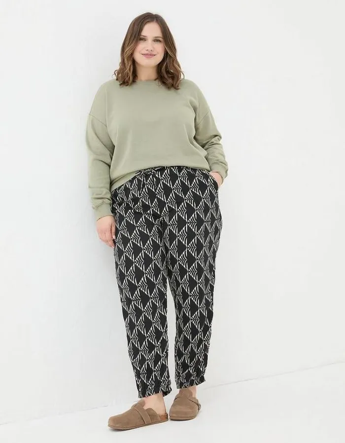 Women FatFace Pants and Leggings Lyme Mono Geo Pants Black